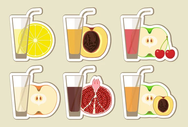 Verzameling van vruchtensappen en cocktail — Stockvector