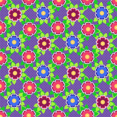 Çiçekli kusursuz vektör deseni