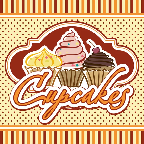 Cartes avec cupcakes — Image vectorielle