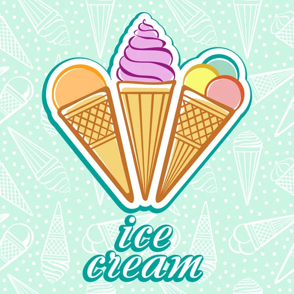 Cartão com sorvete —  Vetores de Stock