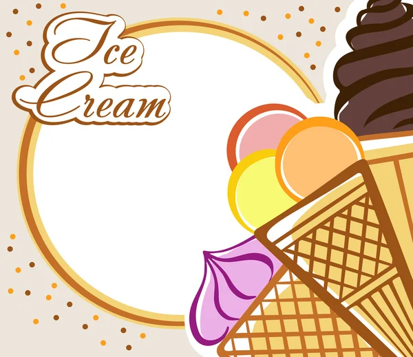 Carte avec crème glacée — Image vectorielle