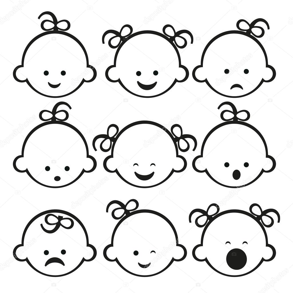 Vector illustration of baby girl. Smiley faces. Good use for logo or symbol your company.