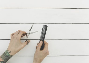 Makas kesim saç ve tarak için 