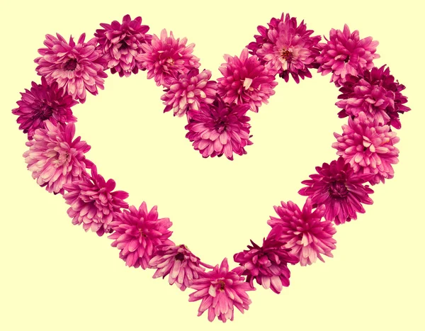 Ροζ καρδιά από λουλούδια — Φωτογραφία Αρχείου