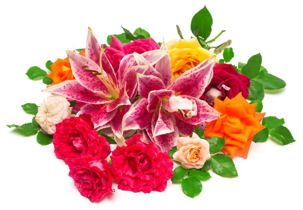 Bukiet róż i lilii — Zdjęcie stockowe