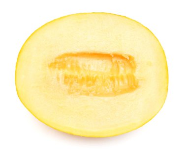 Kavun, beyaz arka planda yarı izole. Üst manzara, düz uzanma