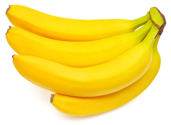 香蕉束被白色背景隔离 完美地调整了照片上的全场深度 — 图库照片