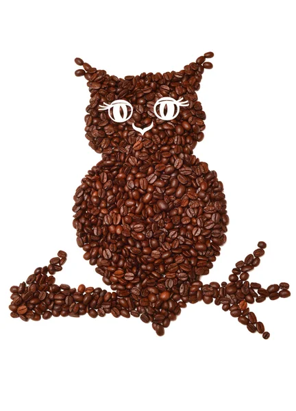 Sowa z ziaren kawy — Zdjęcie stockowe