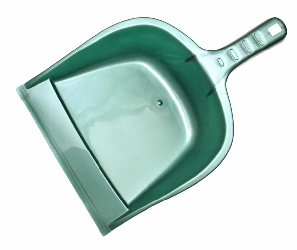 Green plastic dustpan — Stock Photo, Image