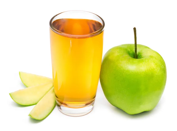 Succo di mela e mela con fette — Foto Stock