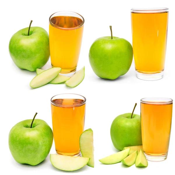 Apple juice in glasses and slices — Stock Photo, Image