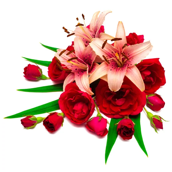 Flowers lilies and roses — Stock Photo, Image