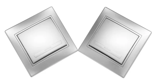 Twee grijze lichtschakelaars — Stockfoto