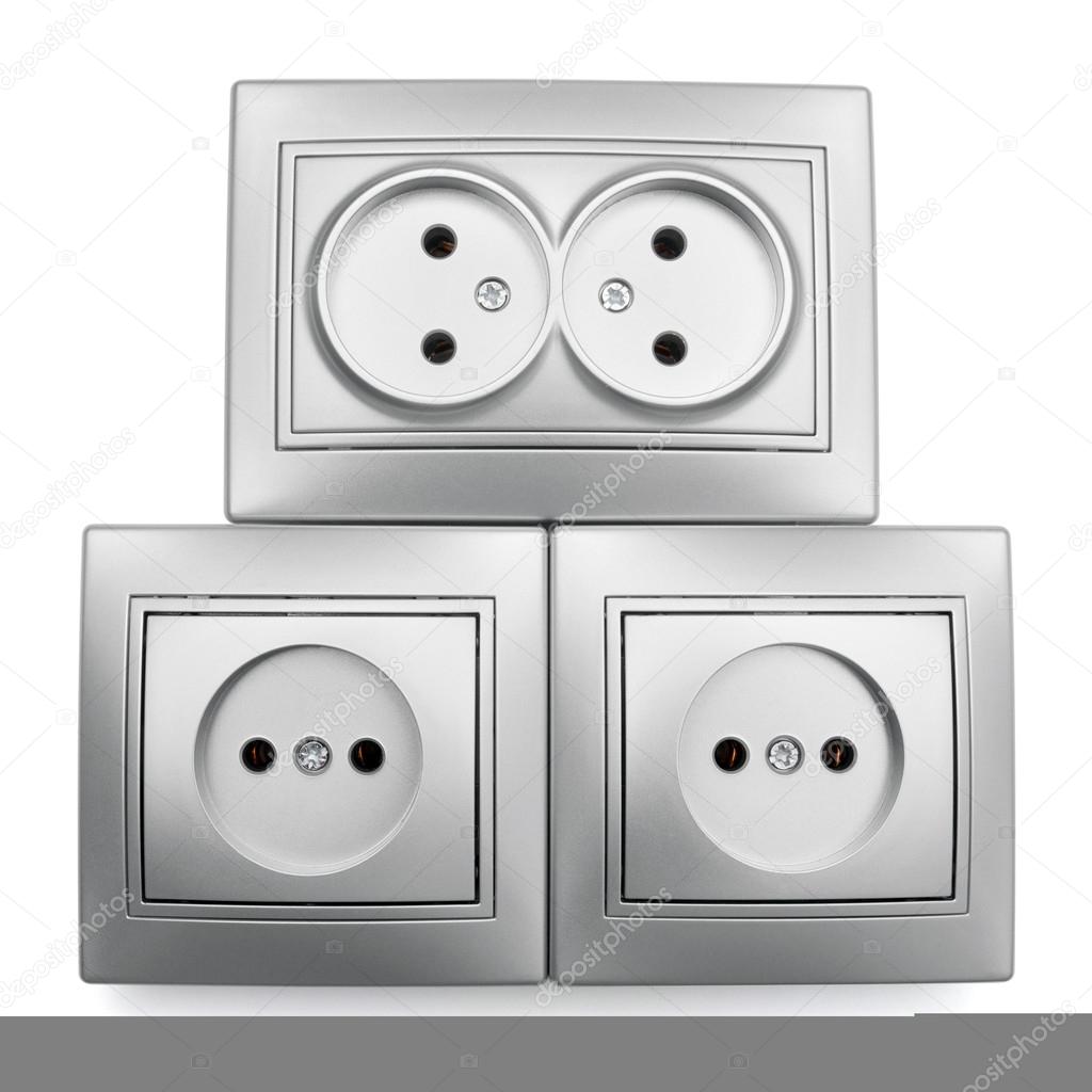 Four gray sockets