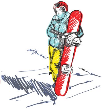 El scketch bir snowboard kadın