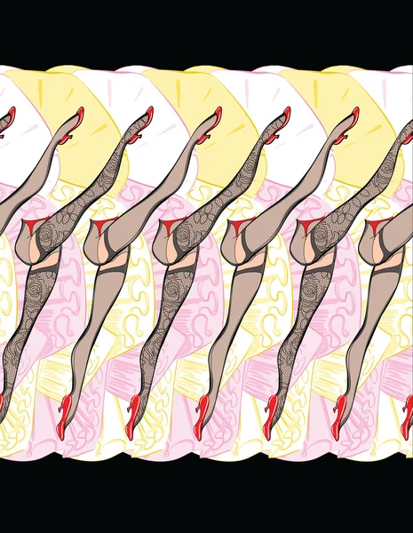Les pieds du danseur Cancan Pieds en jupe et bas moelleux — Image vectorielle