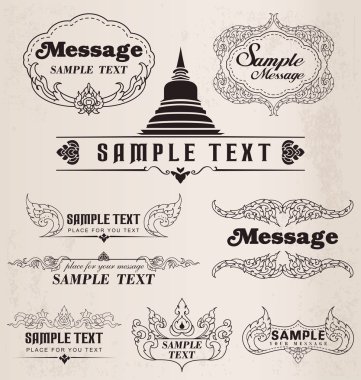 Thai art pattern vintage design elements and frames clipart