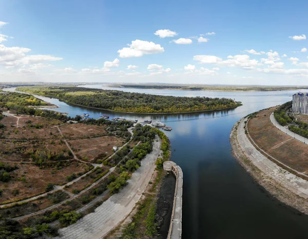 Confluência Rio Volga Canal Marítimo Volga Don Lenin Volgogrado Rússia — Fotografia de Stock