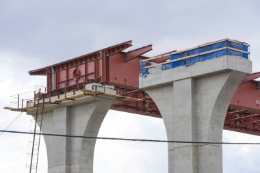 Construction of an automobile bridge across the Volga-Don navigable canal in Volgograd. Russia