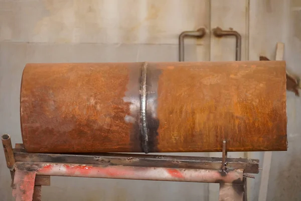 Docking Butt Welding Dn300 Pipeline Tee Oil Refinery — Stockfoto