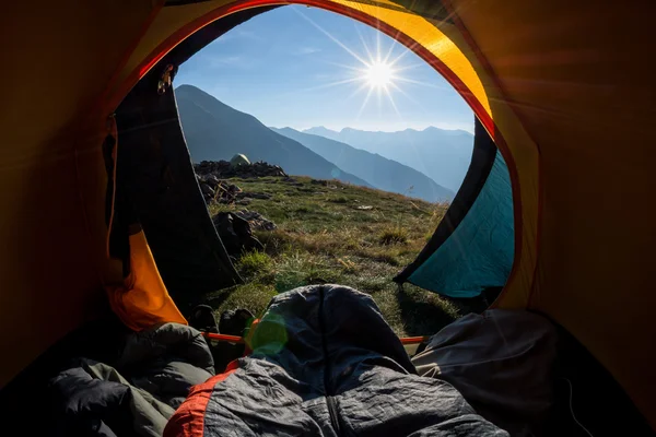 Blick aus dem Zelt — Stockfoto