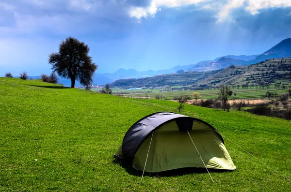 Tent in heaven - spring nature — Stock Photo, Image