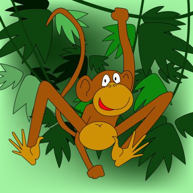 sevimli çizgi maymun