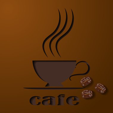 Kahve fincanı. Logo cuted kağıttan.