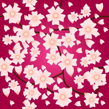 Sakura çiçekleriyle kusursuz desen