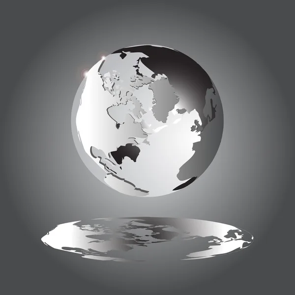 Сірий глобус з континентами в повітрі . — стоковий вектор