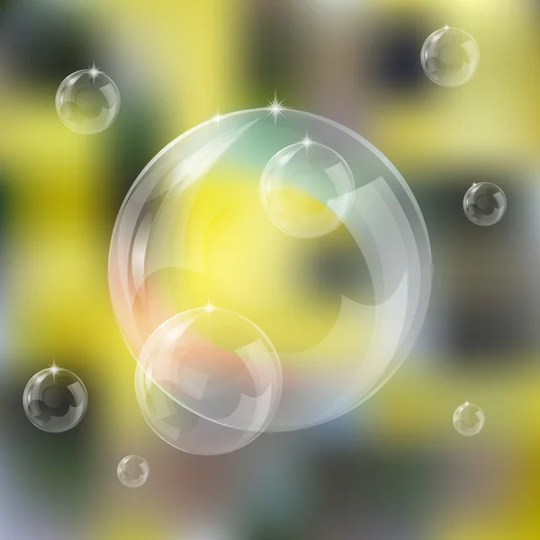 Burbujas de jabón realista conjunto ilustración vectorial aislado . — Vector de stock