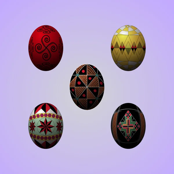 Conjunto vectorial de huevos coloridos de Pascua . — Vector de stock