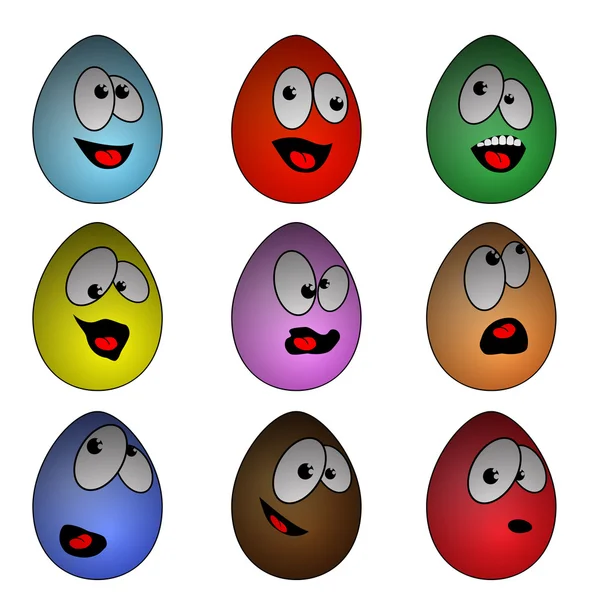 Мультяшні яйця з багатьма виразами Ліцензійні Стокові Вектори