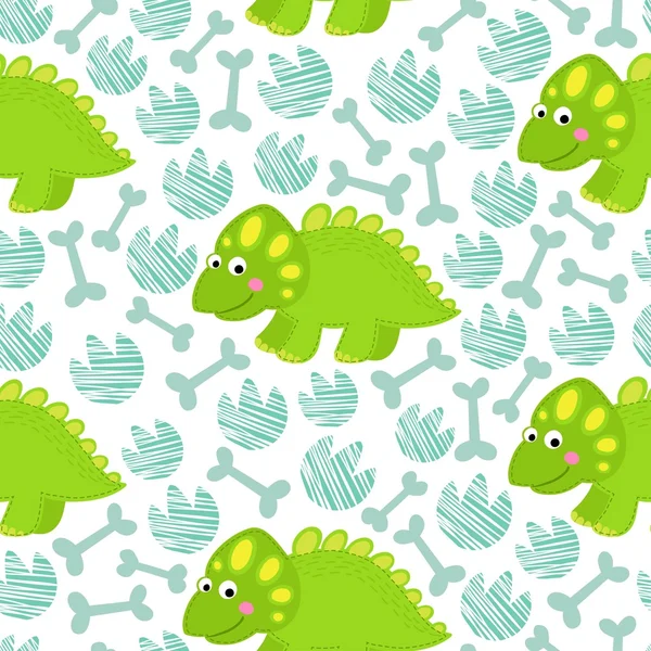 Yeşil dinozor vektör seamless modeli