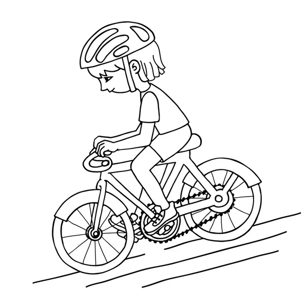 Editar chica en un dibujo vector contur bicicleta . — Vector de stock