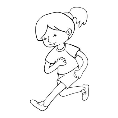 Çalışma kız kontür vektör çizim.