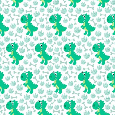 Dinozor Rex vektör seamless modeli.
