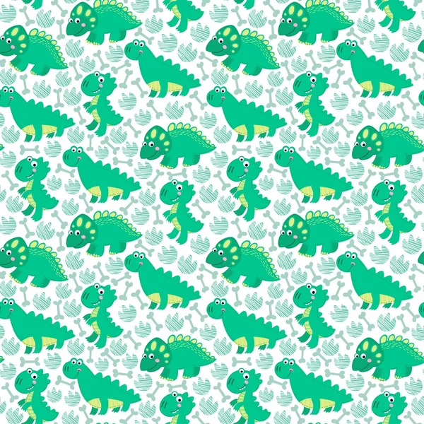 Yeşil dinozor vektör seamless modeli.