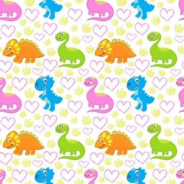 Dinozor parlak vektör seamless modeli.