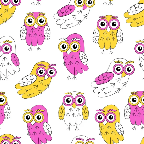 Owlet vector nahtloses Muster. — Stockvektor