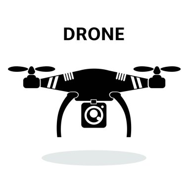 Drone siyah beyaz simge vektör