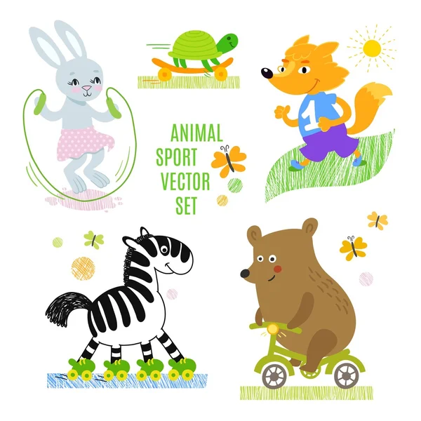 Animales deporte vector ilustración conjunto . — Vector de stock