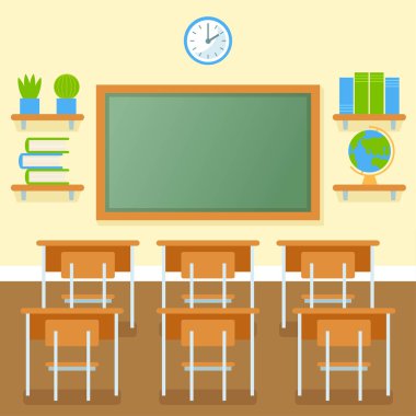 Kara tahta vektör düz ile okul sınıf