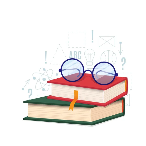 Kitap ve cam vektör çizim.