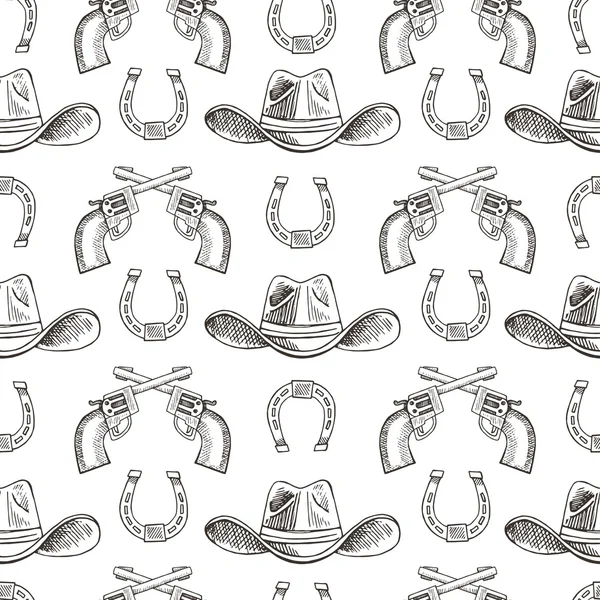 Western hand draw sketch vector seamless pattern. — Stock Vector