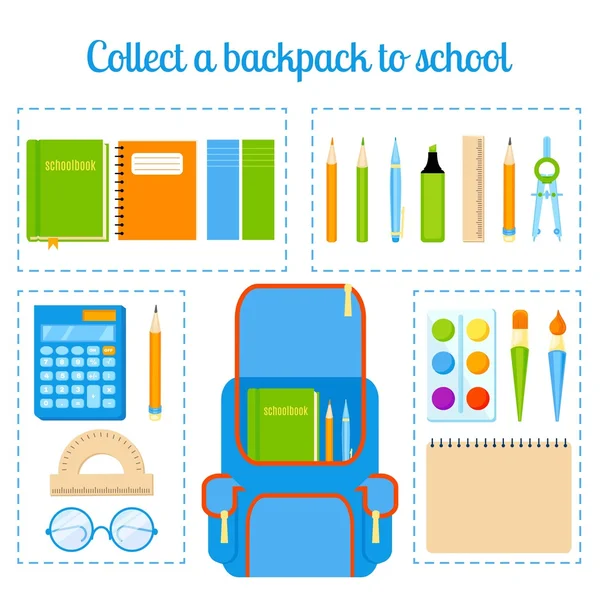 Vektör set okul malzemeleri.