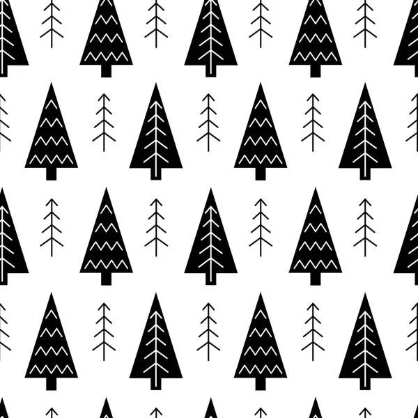 Árbol de Navidad y copo de nieve vector patrón sin costuras . — Vector de stock