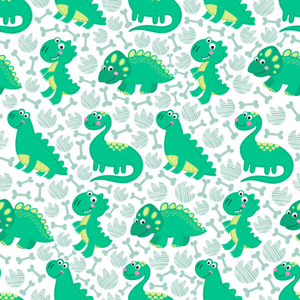Baby dinosaur seamless pattern vector. Design kids. Boy clipart. Dinosaur digital paper. Illustration, patch, fabric