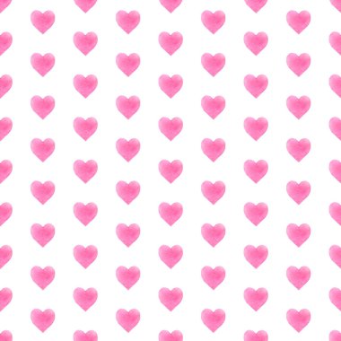 Kalp boyası suluboya kusursuz desen. Sevgililer Günü illüstrasyonu