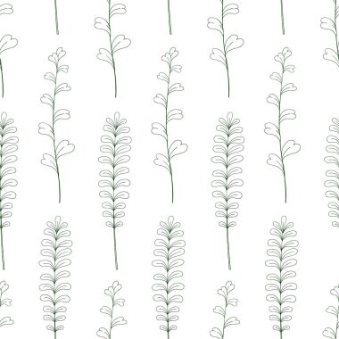 Yeşillik vektörü botanik kusursuz desen çiziyor. Orman yeşili hatıra defteri dijital kağıt.